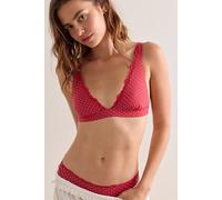 Charlie Lace Microfiber Printed Plunge Bralette by Intimately at Free People in Red Dots Combo, Size: Medium - female