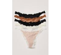 Charlie Lace Microfiber Thong 5-Pack by Intimately at Free People in Mocha Dots, Size: Large - female