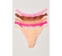 Charlie Lace Microfiber Thong 5-Pack by Intimately at Free People in Neon Petals, Size: Medium - female