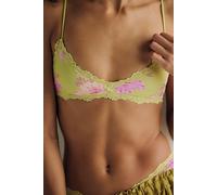 Charlie Lace Printed Microfiber V-Neck Bralette by Intimately at Free People in Floral Green Combo, Size: Medium - female