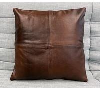 Charlie LONDON 2 x Genuine 100% Vintage Brown Leather Sofa Cushion Covers Home Decor - Handmade Cowhide Pillow Cases for Sofas (2, Leather Brown)