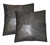 Charlie LONDON 2 x Genuine 100% Vintage Leather Sofa Cushion Covers Home Decor-Cushion Cover (2, Leather Distressed Grey)