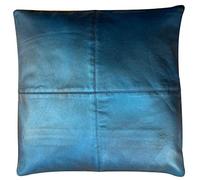 Charlie LONDON 2 x Genuine 100% Vintage Leather Sofa Cushion Covers Home Decor-Cushion Cover (2, Leather Metallic Blue)