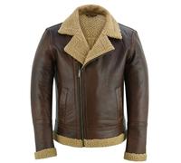 Charlie LONDON Aviator Sheepskin Leather Jacket Mens - Biker Style Motorcycle Winter Jackets for Men with Smart Casual Look, Bomber & Real Leather Jackets (UK, Alpha, M, Regular, Regular, Brown)