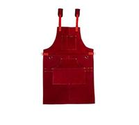 Charlie LONDON Cowhide Leather Tool Aprons-Heavy-Duty Leather Apron with 6 Tool Pockets, Heat-Resistant Welding Apron for Men & Women, Adjustable Size M to XXL-Ideal for Workshop Use (RED)