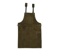 Charlie LONDON Cowhide Leather Tool Aprons-Heavy-Duty Leather Apron with 6 Tool Pockets, Heat-Resistant Welding Apron for Men & Women, Adjustable Size M to XXL-Ideal for Workshop Use (OLIVE GREEN)