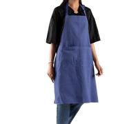 Charlie LONDON Fabric Apron for Men & Women-Butcher, BBQ & Cooking Apron - Heavy Duty 10oz Cotton Twill - Adjustable Neck & Waist Strap - 2 Big Pockets - Unisex Fit (Blue)