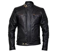 Charlie LONDON Men’s Designer Vintage Brown Weybridge Leather Jacket (UK, Alpha, XL, Regular, Regular, Black)