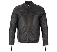 Charlie LONDON Men’s Slim Fit Retro Style Zipped Biker Jacket - Real Washed Leather - Soft Leather Jacket (UK, Alpha, L, Regular, Regular, Black)