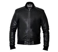 Charlie LONDON Mens Bomber Leather Jacket - Genuine Leather Coats for Men UK with Slim Fit, Perfect Smart Casual Mens Jacket (UK, Alpha, L, Regular, Regular, Black)
