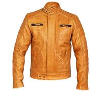 Charlie LONDON Mens Designer Vintage Brown Weybridge Leather Jacket (Large) (UK, Alpha, S, Regular, Regular, Tan)