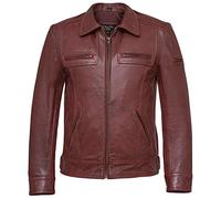 Charlie LONDON Mens Lynch Antique Vintage Classic Leather Jackets - Brown, Red and Black Leather Jacket (UK, Alpha, 3XL, Regular, Regular, Red)