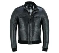Charlie LONDON Men's Lynch Black Leather Jacket (UK, Alpha, XL, Regular, Regular, Black)