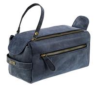 Charlie London Men's Premium Leather Toiletry Bag - Travel Wash Bag for Men with Multiple Pockets-Waterproof Interior-Smell-Proof Design and Travel Accessories (Blue)