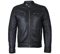 Charlie LONDON Men's Slim Fit Sword Cafe Racer Brown Soft Leather Jacket (Black, XX-Large)
