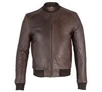 Charlie LONDON Sand Style Bomber Leather Jacket - Slim Fit Leather Jackets Mens (Brown, Medium)