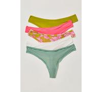 Charlie Microfiber Thong 5-Pack at Free People in Citron Bloom, Size: XS - female