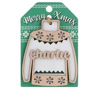 Charlie Name Christmas Jumper Wooden Tree Decoration Personalised Bauble Xmas White