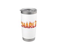 Charlie On Fire Name Word Art - Cute Personalized Flame Stainless Steel Insulated Tumbler