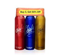 Charlie Perfumed Fresh Body Spray for Men & Women | Unisex Long-Lasting Fragrance | Refreshing & Skin-Friendly Body Mist | 150ml Each (Pack of 3)