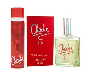 Charlie Red 2-Pack Body Spray 75ml and Eau De Toilette Women's Perfume 100ml. Body Sprays and Perfume for Women. Perfume and Body Spray Set for Women on the Go.