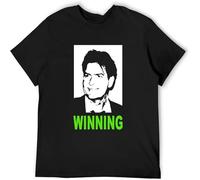 Charlie Sheen Winning Picture Image Mens Graphic T-Shirt Black XL