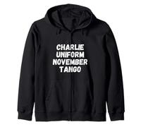 Charlie Uniform November Tango phonetic alphabet Zip Hoodie