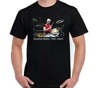 Charlie Watts Drummer Mens T-Shirt Tribute to The Legends Top Tee Size M Black