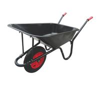 Charlies Pneumatic Wheels Wheelbarrow, Black - 85L