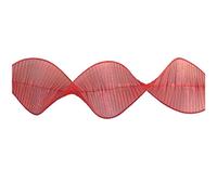 Charlies Red Ruffle Ribbon - 10cm x 2.7m (W x L), Plastic with Glitter Accents, Perfect for Christmas Gifts and Displays