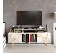 Charlize TV Unit TVs up to 63" - White Marble Effect and White