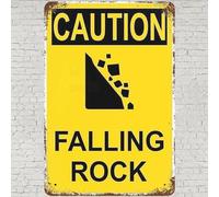 CHARLLR Vintage Metal Tin Sign 8x12, Safety Caution Wall Art Decor, Falling Rock Poster for Home Living Room Bedroom Kitchen Garden Garage Cafe Bar Pub