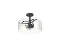 Charlotte 2 Light Semi-Flush Ceiling Light - Anthractie with Clear Glass