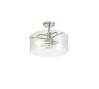 Discovery Lighting Charlotte 2 Light Semi-Flush Ceiling Light In Polished Nickel Finish with Clear Glass