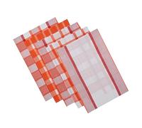 Charlotte Andersen Cotton Rich Soft Kitchen Tea towels Dish Cloths 5 Pack Quick Dry, Ultra Absorbent and Machine Washable 78cm x 44cm (ORANGE)
