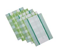 Charlotte Andersen Cotton Rich Soft Kitchen Tea towels Dish Cloths 5 Pack Quick Dry, Ultra Absorbent and Machine Washable 78cm x 44cm (GREEN)
