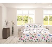 Charlotte Andersen Delicate Floral Butterfly King Duvet Cover Set Reversible Bedding (King (U.K. Standard))