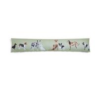 Charlotte Andersen Farm Animals Dogs Draught Excluder Long Cushion For Doors and Windows with Zipped Removable Cover (Green Dogs, 87cm LONG)