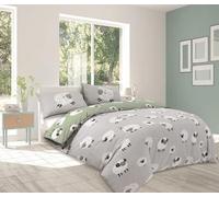 Charlotte Andersen Grey Fluffy Sheep King Duvet Cover Set Reversible PolyCotton Bedding (GREY, King)