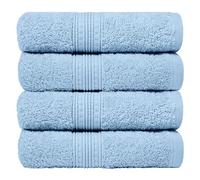 Charlotte Andersen Luxury Hand Towels 100% Cotton 500gsm - Ultra-Soft, Highly Absorbent, Fast-Drying, Premium Quality Towels for Bathroom 50cm x 85cm- Set of (4, Sky Blue)