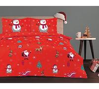 Charlotte Andersen Merry Christmas Double Xmas Red Festive Duvet Cover Bedding Set with Pillowcases (RED CHRISTMAS MIX, Double)
