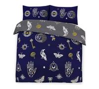 Charlotte Andersen Mystical Gothic Navy Blue King Duvet Cover Set - Luxury Polycotton Bedding - Soft & Reversible - Dark Aesthetic Bedroom Décor (Blue, King (U.K. Standard))