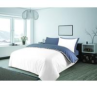 Charlotte Andersen White & Grey Double Duvet Cover Plain Reversible Cotton Blended Bedding Set with Pillowcases