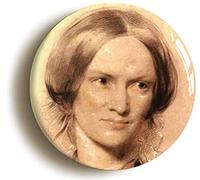 CHARLOTTE BRONTE PORTRAIT BADGE BUTTON PIN (Size is 1inch/25mm diameter)