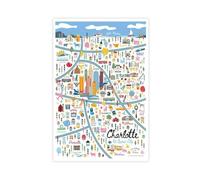 Charlotte Community Map Art Poster Canvas Poster Bedroom Decor Landscape Office Room Decor Gift 20x30inch(50x75cm)
