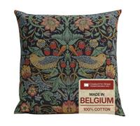 Charlotte Home Furnishings Inc Blue Strawberry Throw Pillow Covers 18x18, European 100% Cotton Jacquard Woven Fabric, Boho & Vintage Inspired Decorative Cushion for Living Room and Sofa