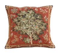 Woven French tapestry, Medieval Oak. 14 x 14" fantasy art, Lady and the Unicorn series. Designer decorative couch cushions. Hand finished gorgeous throw pillow covers.