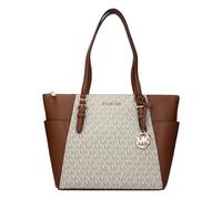 Charlotte Large Logo and Leather Top-Zip Tote Bag - female - Michael Kors - Shopping Bags - Beige - ONE SIZE - Bags ONE SIZE
