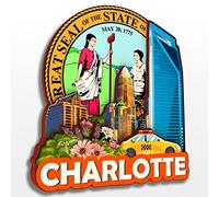 Charlotte North Carolina USA America Fridge Magnet Wooden Collection 3D Wood Handmade Travel City Souvenirs Refrigerator Magnet Home Decoration Gift-64