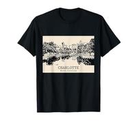 Charlotte North Carolina Vintage Skyline Drawing T-Shirt
